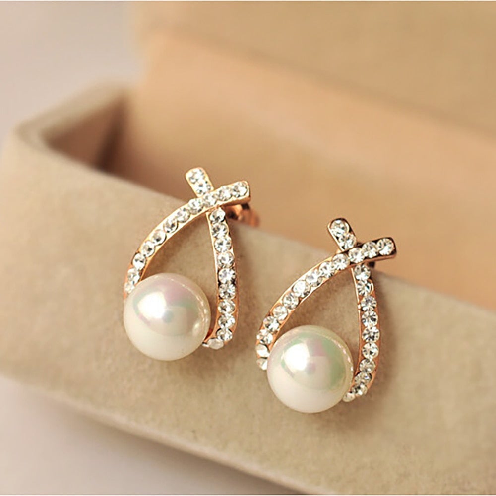 Boucles d'Oreilles Perles avec Diamants