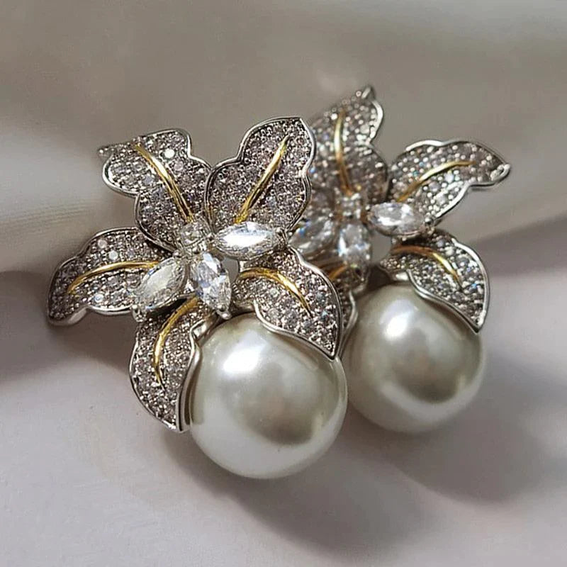 Boucles d'oreilles perles fleurs élégantes