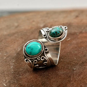 Bague spirale vintage en argent turquoise Paradise Jewels France